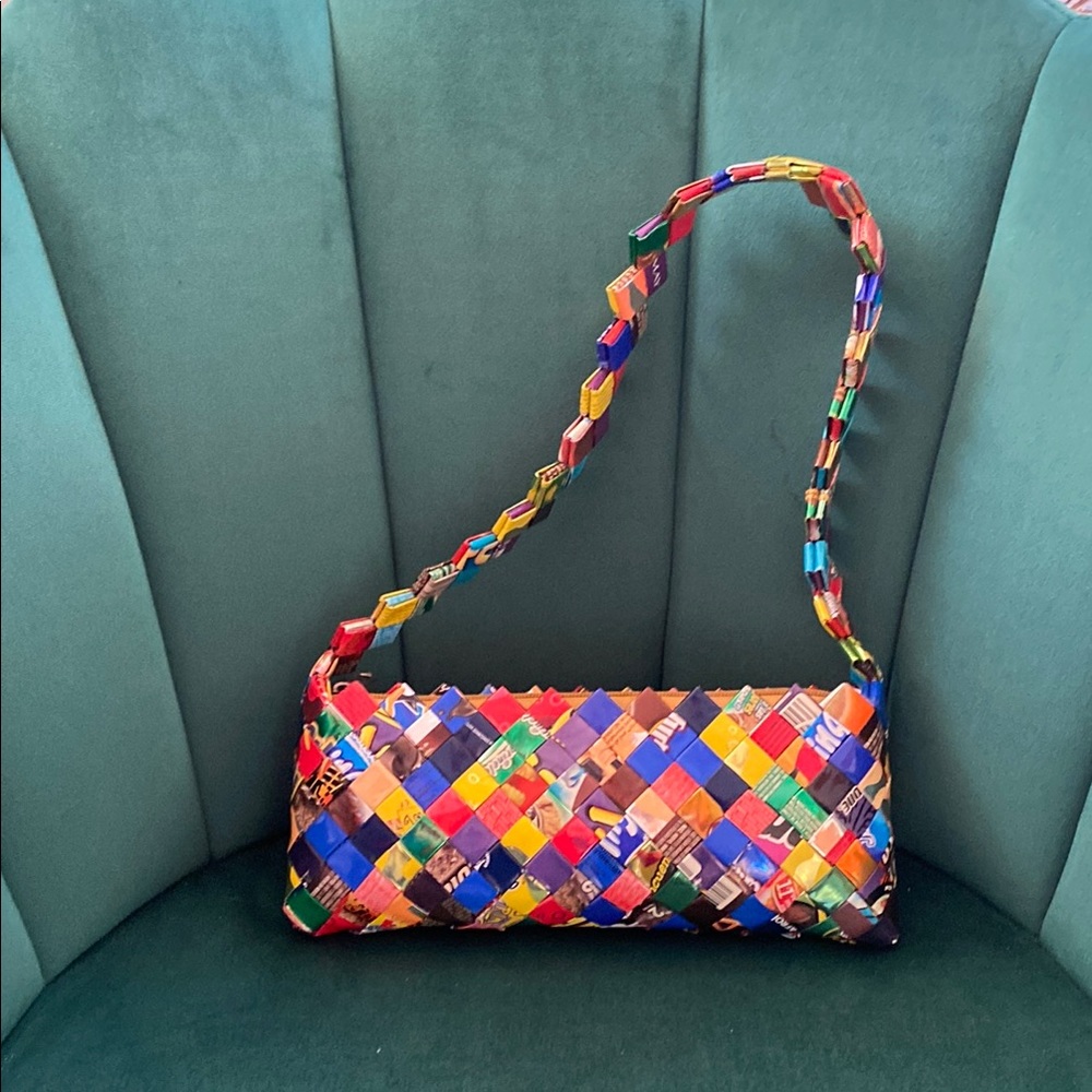 Colorful Woven Candy Wrapper Shoulder Bag